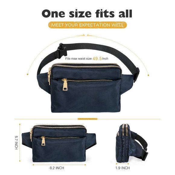 WAIST Bag Fanny Pack Travel Dark Navy - Picture 6 of 9